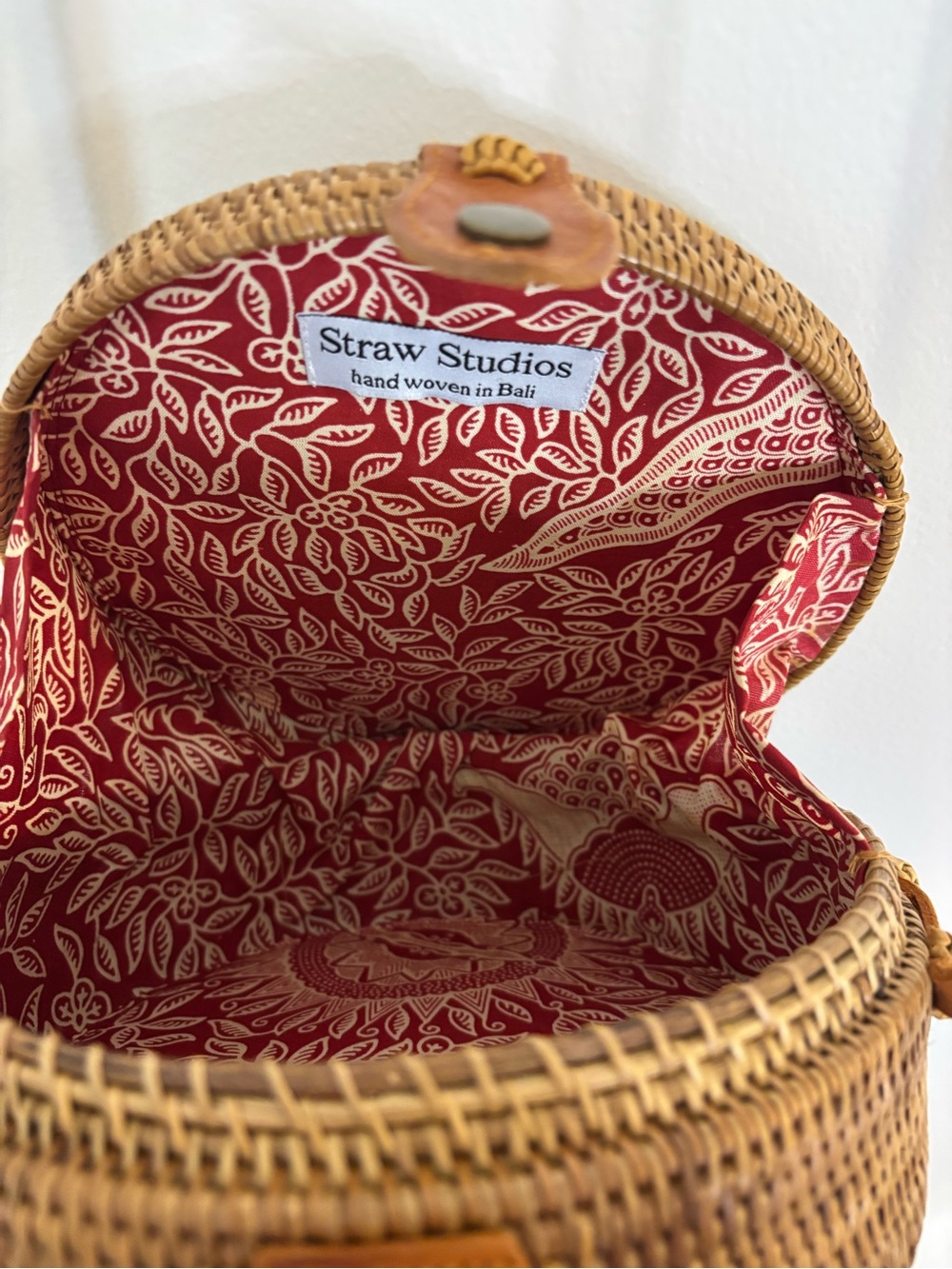 Straw Studios Woven Round Crossbody - Brown/Tan - Picture 5 of 5